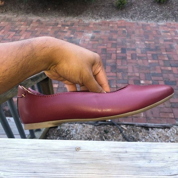 Anthropologie Yebo SOLUDOS EUC Vegan Maroon Red Ballet Flat Size 6, MSRP $78 - Picture 6 of 9